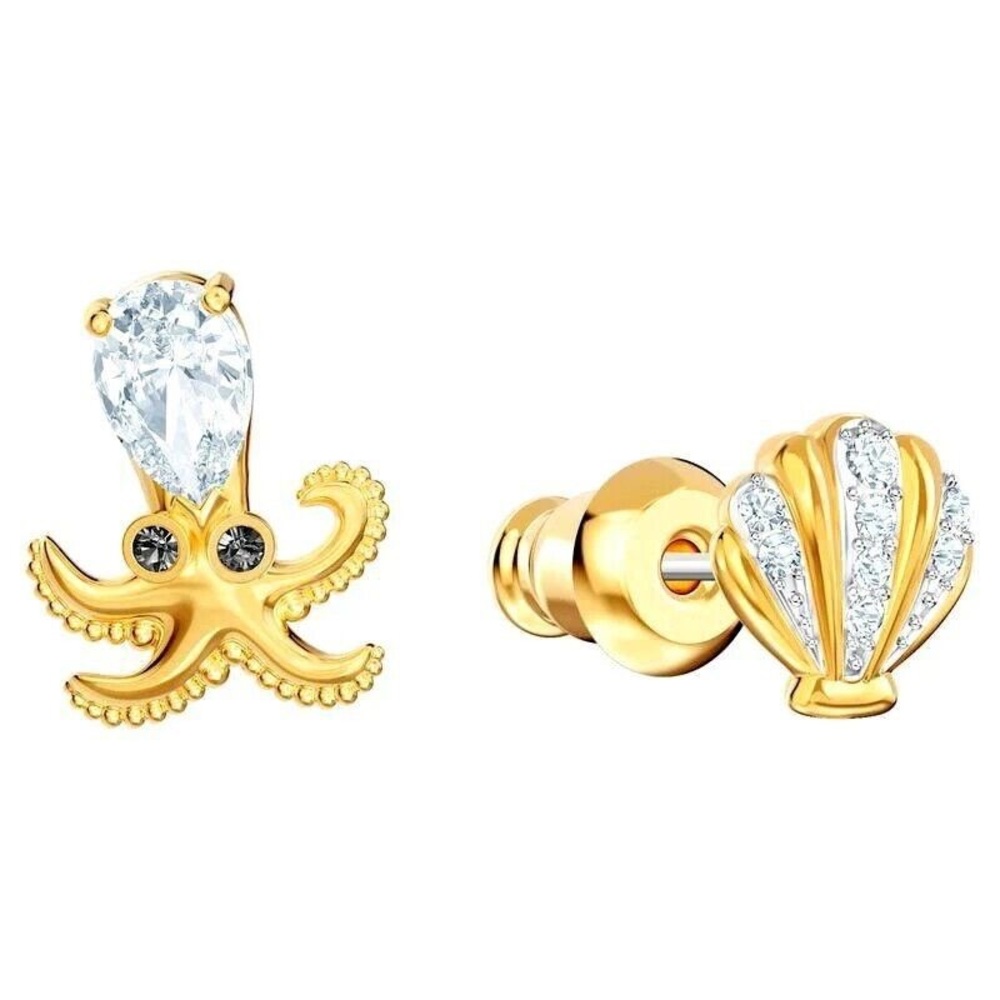 Gold and Silver convertible Octopus and Shell Earrings